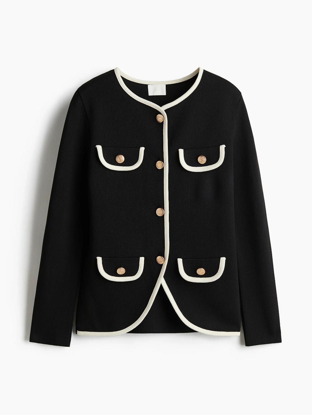 H&M Classic Black Contrast-Trim Women's Sweater Cardigan Jacket Size Large